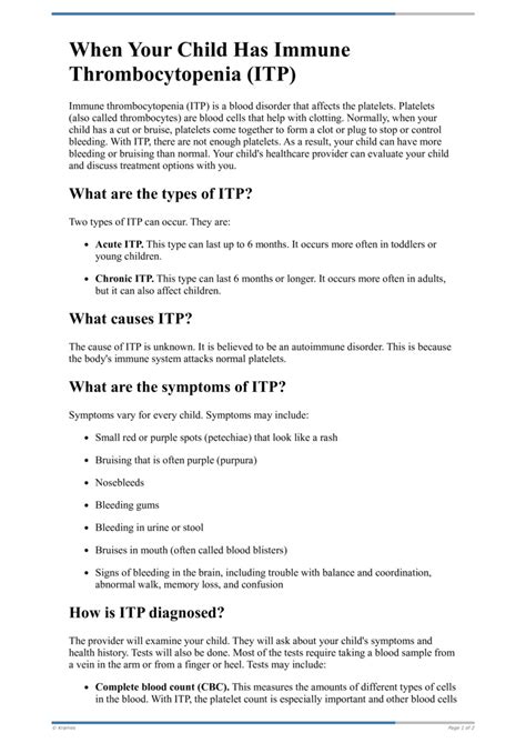 When Your Child Has Idiopathic Thrombocytic Purpura (ITP)