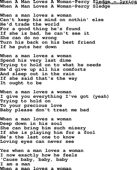 When a man loves a woman lyrics. Things To Know About When a man loves a woman lyrics. 