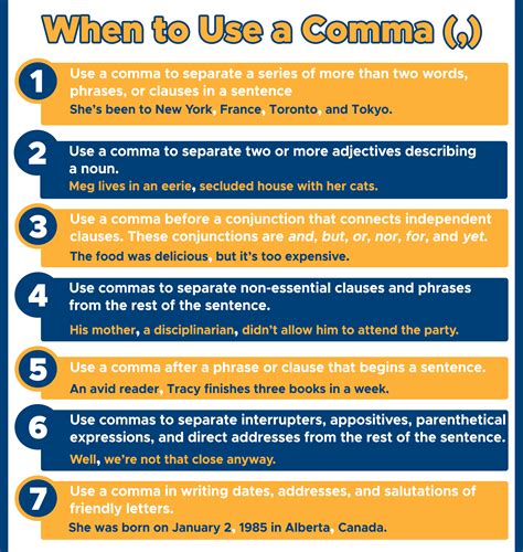 When do i use a comma. Use a comma to separate the elements in a series (three or more things), including the last two. "He hit the ball, dropped the bat, and ran to first base." You may have learned that the comma before the "and" is unnecessary, which is fine if you're in control of things. However, there are situations when, if you don't use this comma (especially ... 
