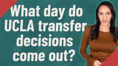 When did UCLA transfer decisions come out 2020? UCLA will notify freshman applicants of admission decisions by April 1, and admitted students will have until May 1 to notify the campus of their intent to register. Transfer students will be notified of admission decisions by April 30 and will have until June 1 to commit.. 