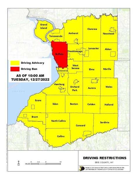 Map from Erie County officials shows driving bans still in effect in Erie County as of 4 a.m. Friday. Cheektowaga has lifted its travel ban, although police said traffic may be "rerouted in ....