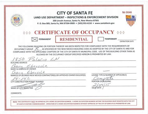 When is a certificate of occupancy required