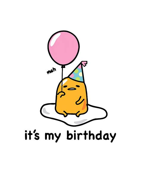 When is gudetama birthday. Hello Kitty Wiki. in: Characters, Food, 2010s, and 3 more. Gudetama. Japanese Name. ぐでたま. (Gudetama) Birthday. Every day is it's birthday. Place of Birth. Inside a fridge. Gender. Non-binary. Universe. Gudetama. Species. Food. Breed. Egg. Personality. Hobbies. Being lazy. Likes. Napping, watching TV, playing video games. Quote. “Ahhh…I’m beat…” 