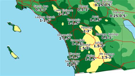 When is rain expected in San Diego County this week?
