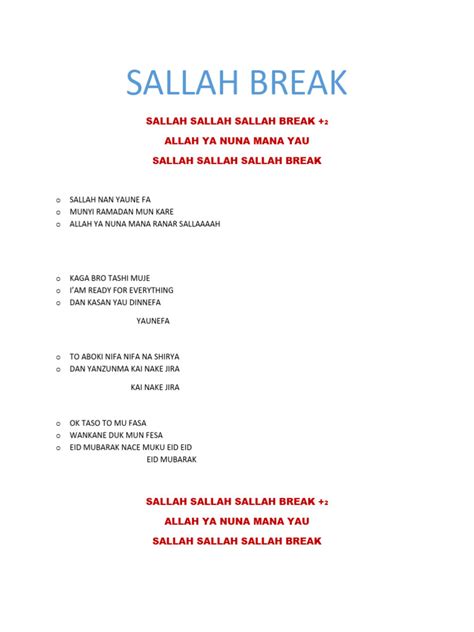 When is sallah break