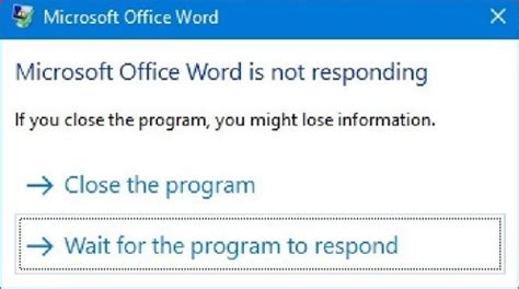 When microsoft word is not responding