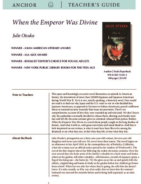 When the emperor was divine by julie otsuka l summary study guide. - Knowledge blaster guide to myth and legend.