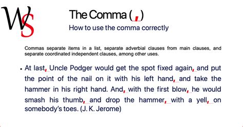 When to put in a comma