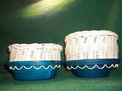 French Rustic Vintage Wicker Basket Red Stripe Shopping Sewing Knitting  Storage Basket 