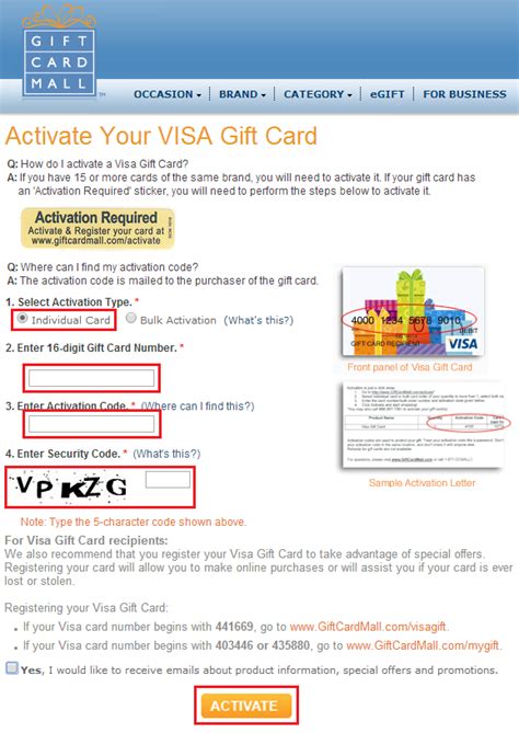 Where Is The Activation Code On Visa Gift Card