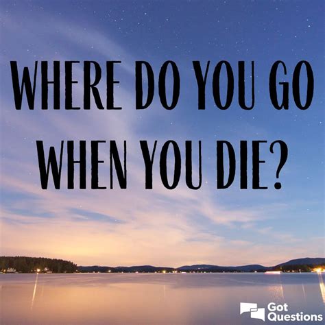 Where do u go when u die. The Bible also says, “For the wages of sin is death, but the gift of God is eternal life in Christ Jesus our Lord” (Romans 6:23). The most important truth I can tell you about heaven, however, is that we will be with God, and nothing evil or harmful will ever touch us again. In heaven, God “will wipe every tear from their eyes. 