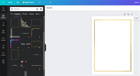 Where is border style in canva.  Use borders to draw attention to images,...