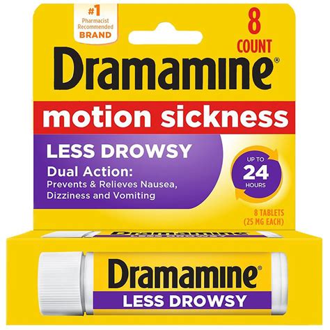 Where is dramamine in walgreens. pkrchkr. 4.1k. September 24, 2007. NS Canada. #6. Posted January 25, 2012. Gravol with ginger works but in Canada (not sure where you live in Canada) you will find Bonamine rather then Dramanine. You can get this without a prescription and I understand you can get it at Zehrs or Walmart or Shoppers Drug Mart. 