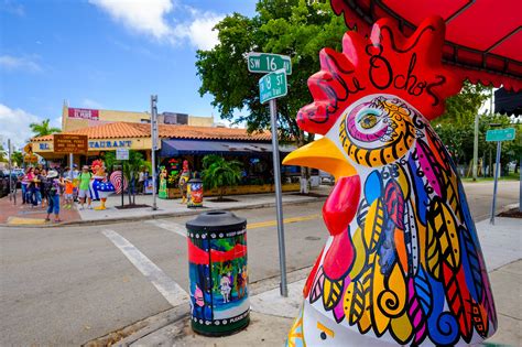 Little Havana is located just west of Downtown Miami. Also known as the Latin Quarter, it received its name by being a Cuban neighborhood from the 1970s until the 1990s, but now consists of many Central and South Americans.. 