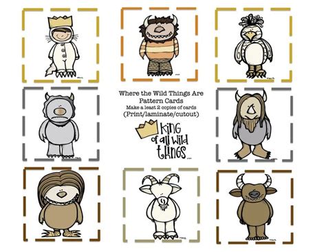 Where the Wild Thing Are Pattern Cards Preschool Printables Pattern