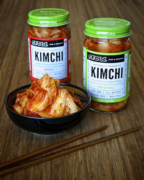 Where to buy kimchi. Made with organic ingredients such as green cabbage, kale, radish, and red pepper, this vegan and vegetarian condiment is rich in vitamins, minerals, and lactic acid. With only 5 calories per serving size of 0.5 oz., this gluten-free kimchi is perfect for those who want to spice up their appetite without worrying about added fats or sugars. Get ... 