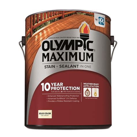Olympic Maximum exterior semi-transparent wood stain allows you to clean and stain your deck in the same day, even after rain. The enhanced waterproofing wood protection can be used to stain your deck in hot and cool temperatures, so you can prep your wood surface in almost any season. Bring Maximum beauty and protection to your wood surfaces..