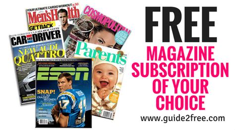 Where to get free magazines. 2 points/$1 2 points/$1 ; 6 Magazines & Newspapers offers · Get Free shipping on Orders of $50 or More. Valid through: Dec 31, 2024. brainPLAY Magazine ... 