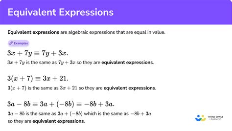 The procedure to use the equivalent expression calculator is as follows: Step 1: Enter an algebraic expression in the input field. Step 2: Now click the button "Submit" to get the equivalent expression. Step 3: Finally, the equivalent expression for the given algebraic expression will be displayed in a new window.. 