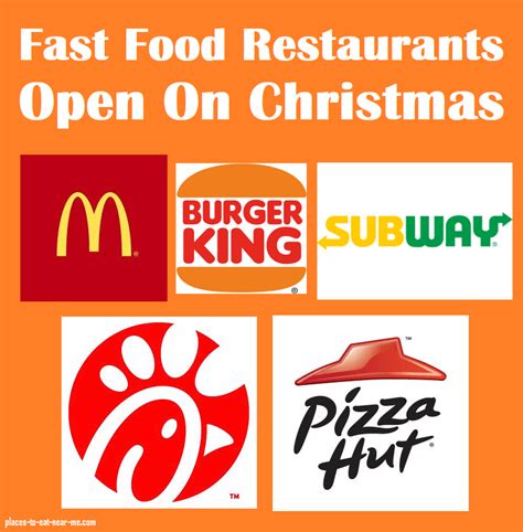 Which fast food restaurants are open on Christmas?