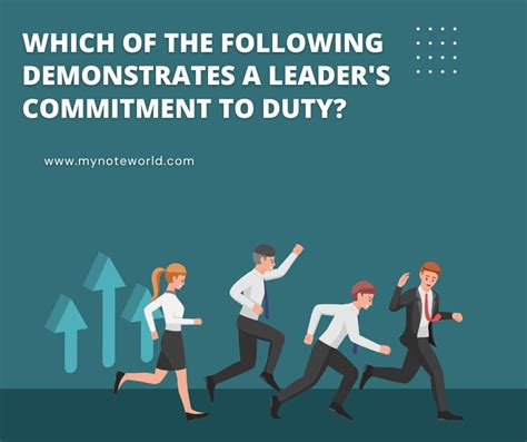 Which of the following demonstrates a leader's commitment to duty? 