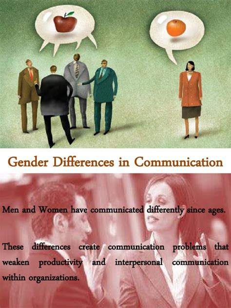 Which of the following is true of gender communication. Male-female differences in nonverbal behaviors are presented and discussed, as well as male-female differences in several kinds of accuracy in perceiving other people through nonverbal cues. Published meta-analyses provide the gender-difference evidence that is reviewed, along with individual studies that are more recent or that address different … 
