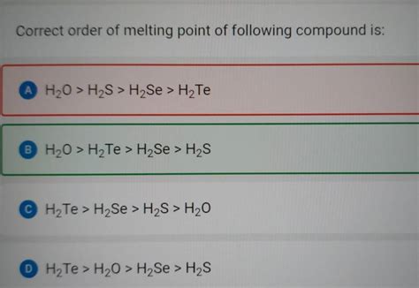 Which of the following order of melting point is correct Filo