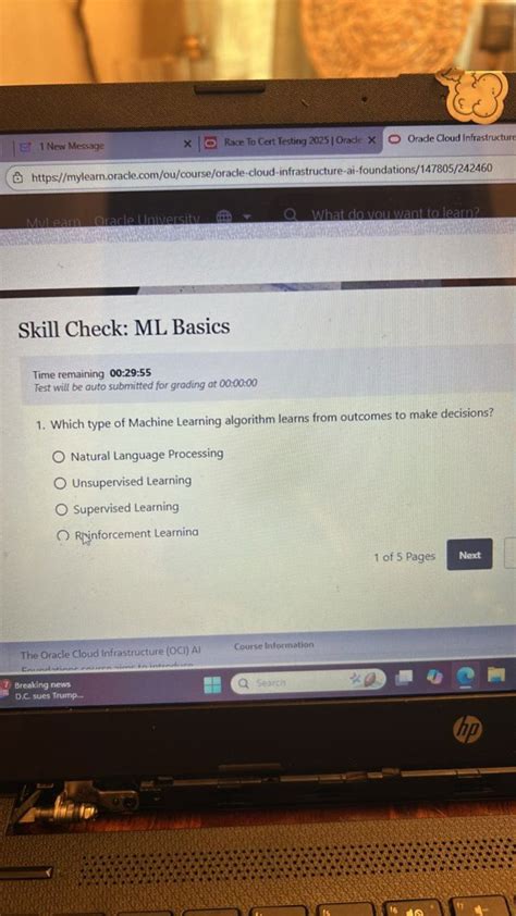 Which type of machine learning algorithm learns from outcomes to make decisions. com...