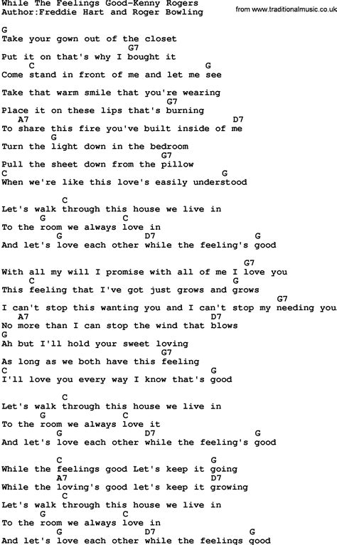 While The Feelings Good lyrics chords Kenny Rogers