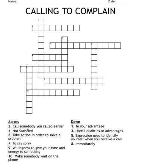 Whine And Complain Crossword
