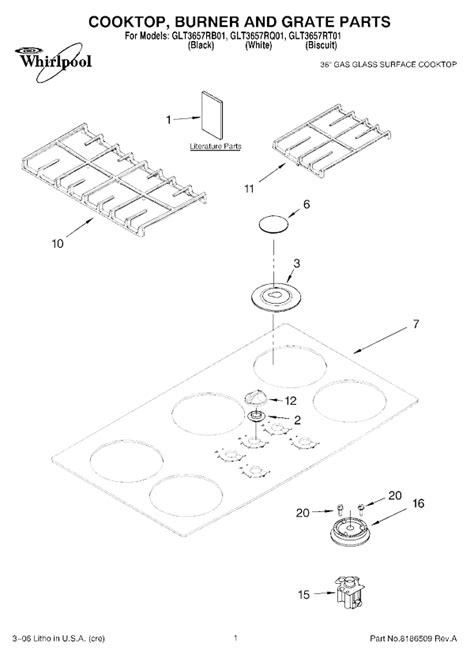 Whirlpool GLT3657RQ01 gas cooktop manual