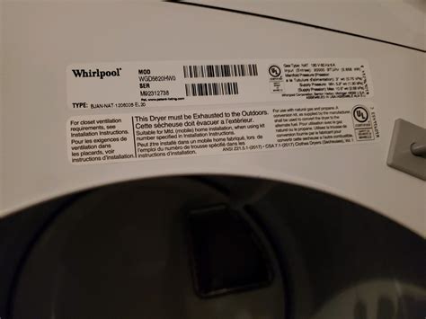 A Whirlpool Dryer displays a E2 error code when