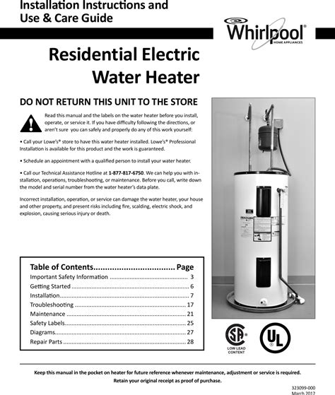 Whirlpool electric water heater owners manual. - Sanyo plc xf41 multimedia projector service manual.