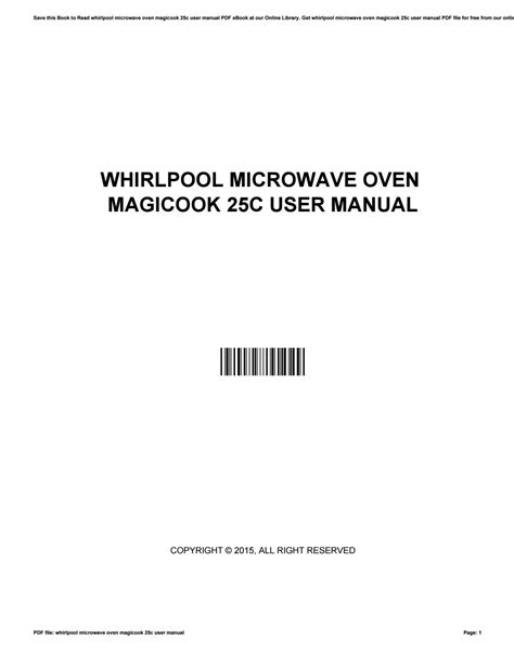 Whirlpool microwave oven magicook 25c user manual. - Unit leader and individually guided education leadership series in individually guided education.