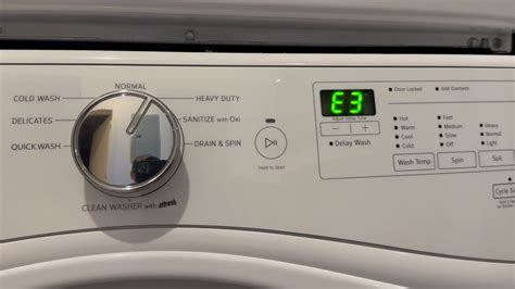 Whirlpool washer f5 e3 door locked. Is the washer door firmly shut? The door must be completely closed for the washer to operate. The door may look closed, but may not be latched. Open the door and close firmly. Verify there is no wash media (detergent, fabric softener, etc) built up around the door lock. Clean with a soft damp cloth if needed. Were you washing a large load? 