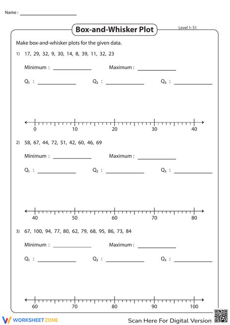 Whisker Plot Worksheet Collection For Teaching Learning Worksheets