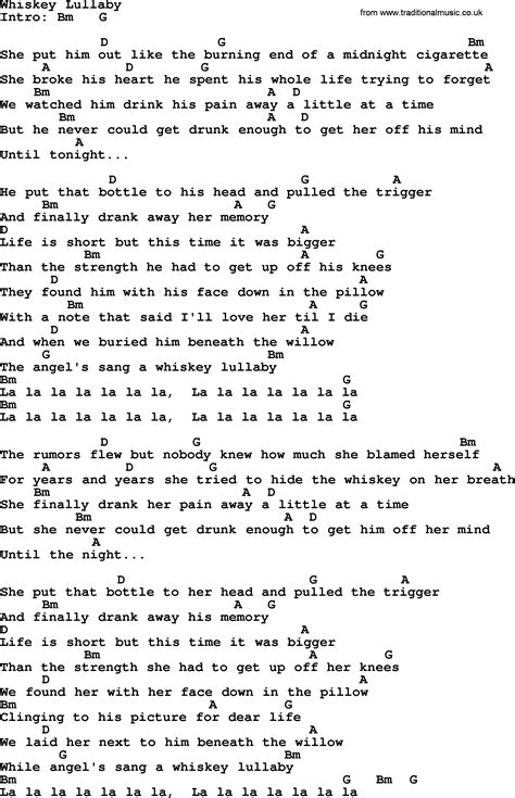 Whiskey lullaby lyrics. Things To Know About Whiskey lullaby lyrics. 