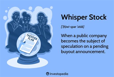 A whisper stock refers to a company's stock that is being discussed or circulated within the investment community as a potential opportunity or investment idea.