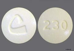 White 230 pill. Enter the imprint code that appears on the pill. Example: L484; Select the the pill color (optional). Select the shape (optional). Alternatively, search by drug name or NDC code using the fields above. Tip: Search for the imprint first, then refine by color and/or shape if you have too many results. 