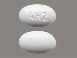 white oval Pill with imprint 4h2 tablet, film coated for treat