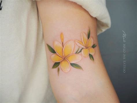White And Yellow Plumeria Tattoos