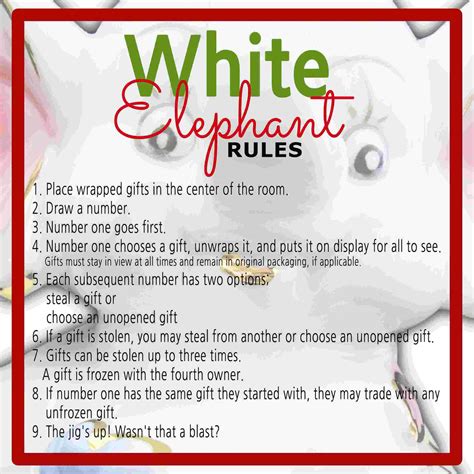 White Elephant Gift Exchange Rules & Free Printable …