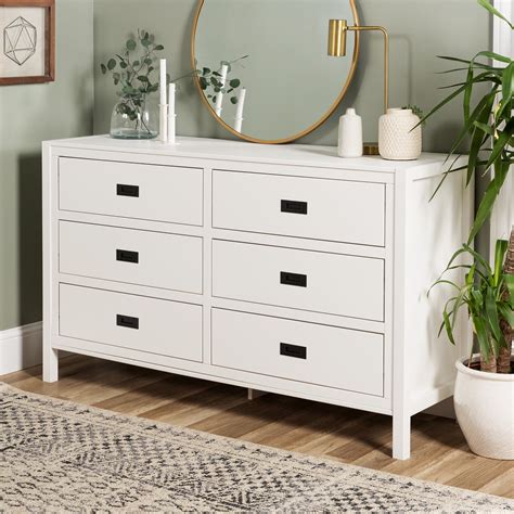 White Wood 6 Drawer Dresser