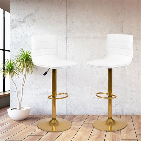 White and gold bar stools set of 4. White/Gold Bar Stools. 6 Results Color/Finish: White/Gold. Sort by: Top Sellers. ... Midas 26 in. White Velvet and Gold Counter Stool (Set of 2) Add to Cart. Compare ... 
