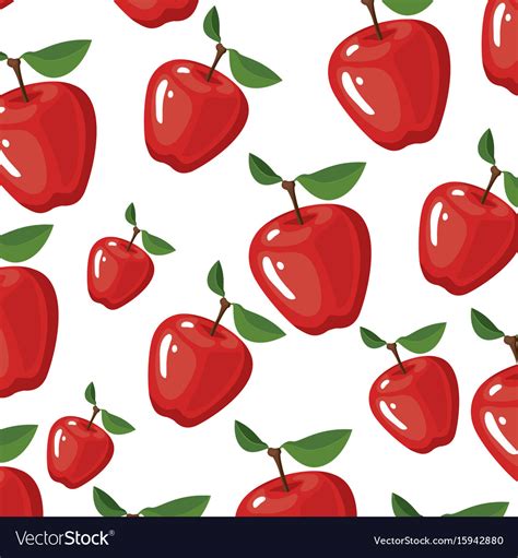 White background with realistic pattern of apples Vector Image