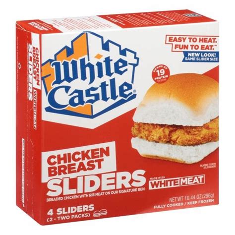 White castle chicken sliders. Using a knife, score each into 16 equal rectangles. Use your finger to make 5 holes in each patty. Place in freezer for at least 1 hour. Remove frozen patties on parchment paper. Preheat oven to 450. Pour remaining beef broth (1 2/3 cup) into a baking sheet and spread minced onions over entire bottom of pan. 