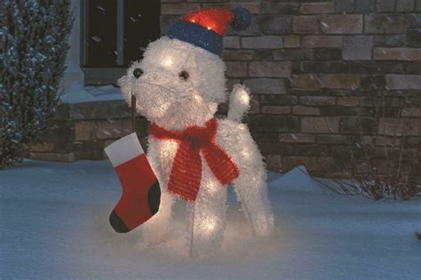 Holiday Time 24" Light-up Plush Golden Dog, with 35 Clear Incandescent Lights Indoor Outdoor Christmas Decoration. 15. $4880. FREE delivery Sep 29 - Oct 3. Or fastest delivery Sep 27 - 28. Only 3 left in stock - order soon. More Buying Choices. $43.00 (17 new offers). 