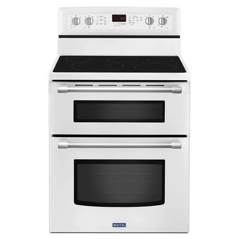 White double oven electric range. 30-in Smooth Surface 5 Elements 3.4-cu ft / 2.7-cu ft Self and Steam Cleaning Air Fry Convection Oven Freestanding Smart Double Oven Electric Range (Fingerprint Resistant Black Stainless Steel) Model # NE63A6751SG. 254. Color: Fingerprint Resistant Black Stainless Steel. Popular Widths: 30-in. 