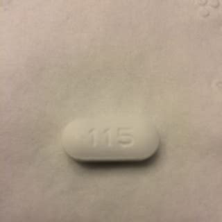 White oval pill 115. Pill Identifier results for "114 White and Oval". Search by imprint, shape, color or drug name. ... White Shape Capsule/Oblong View details. NAV 114. Penicillamine ... 