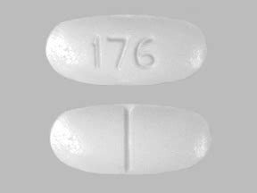 White oval pill 176. Pill with imprint 176 is White, Oval and has been identified as Acetaminophen and Hydrocodone Bitartrate 325 mg / 10 mg. It is supplied by Sun Pharmaceutical Industries Inc. Acetaminophen/hydrocodone is used in the treatment of Back Pain; Pain; Cough and belongs to the drug class narcotic analgesic combinations . 